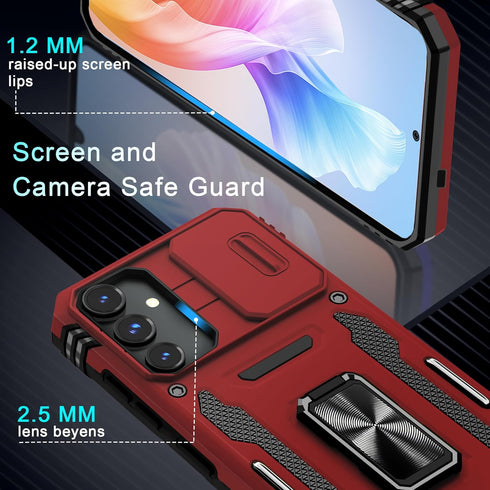 DEERLAMN for Samsung Galaxy S24+ Plus Case, Military Grade Shockproof Protective Cover with Slide Camera Cover + Screen