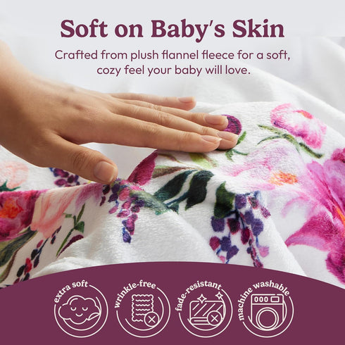 60"x40" Bliss n' Baby Monthly Milestone Blanket for Baby Girl - - Wrinkle Free Baby Age Month Blanket with Growth Chart