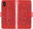 Asuwish iPhone Xs Max Wallet Case: Flower Leather Flip, TPU, Tempered Glass Protector, Credit Card Holder, Red.