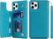 iCoverCase iPhone 11 Pro Max Wallet Phone Case, Card Holder, RFID Blocking, Embossed PU Leather, Macaron Blue