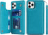 iCoverCase iPhone 11 Pro Max Wallet Phone Case, Card Holder, RFID Blocking, Embossed PU Leather, Macaron Blue