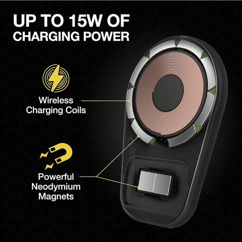 Scosche MQ5WDV-1 MagicMount Pro Charge5 - 15W Magnetic Qi-Certified Wireless Charging Phone Holder for Car