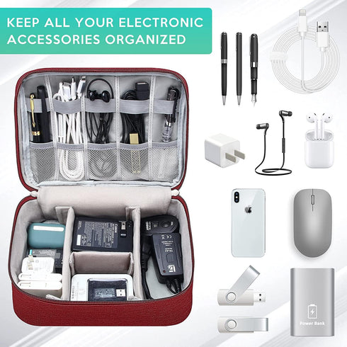 Waterproof Electronics Organizer Travel Cable Bag, Portable Digital Storage Case for Electronic Accessories and Charger