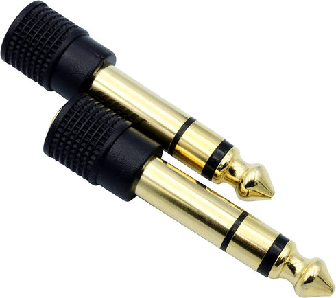 Audio Adapter 6.35mm Male to 3.5mm Female Stereo Headphone Connector, Gold Plated, 2 Pack