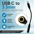 USB C to 3.5mm Audio Adapter, Type C to Headphone Aux Jack Dongle, 24bit/96kHz HiFi DAC Cable for Smartphones, Tablets,