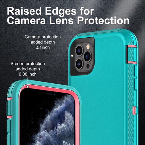 Military Grade 3 in 1 Heavy Duty Shockproof/Drop Proof/Dust Proof Case for iPhone 11 Pro, with 2Pcs Tempered Glass