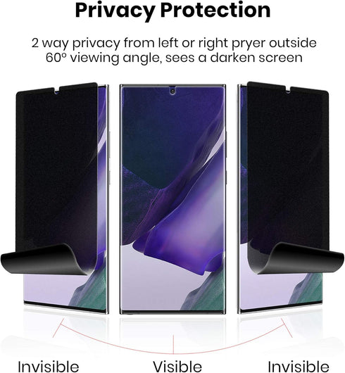 Galaxy Note 20 Screen Protector - Matte Privacy Soft Film, Anti-Glare 2 Way Anti Spy Protection, 2 Pack.