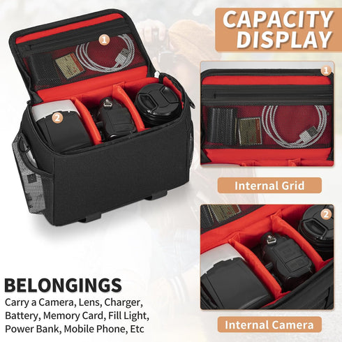 GMAK 9'' 4.7'' 7.5'', Waterproof Camera Bag for Photographers, Anti-shock Camera Shoulder Bags with Water-resistant