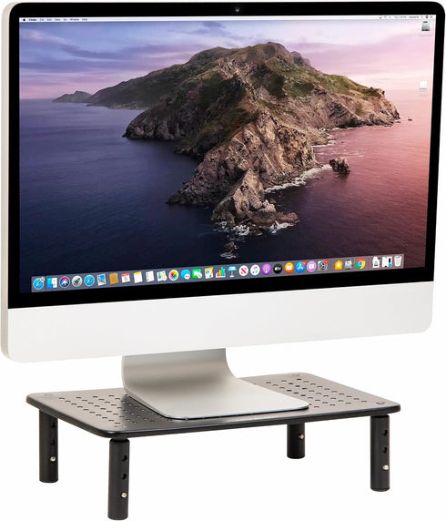 Mind Reader Monitor Stand, Height Adjustable, Ventilated Laptop Riser, Office, Metal, 14.5"L