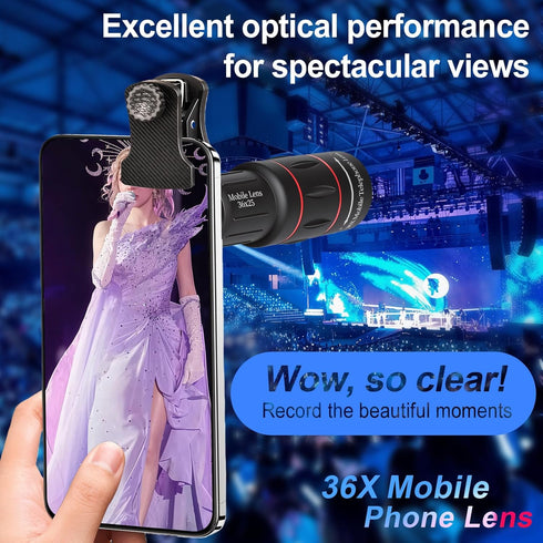 MoYinG 36X Telephoto Lens Kit for iPhone and Android Cell Phones, Long Focus Telephoto Phone Lens with Universal Clip