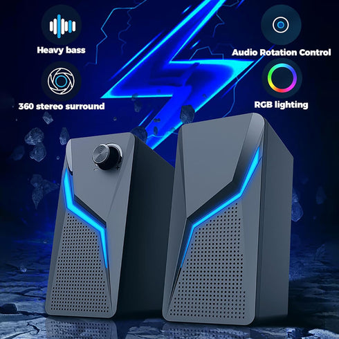 ROSON Computer Speakers, PC Gaming Speakers with Enhanced Bass, USB Powered 3.5mm Aux Multimedia Speakers