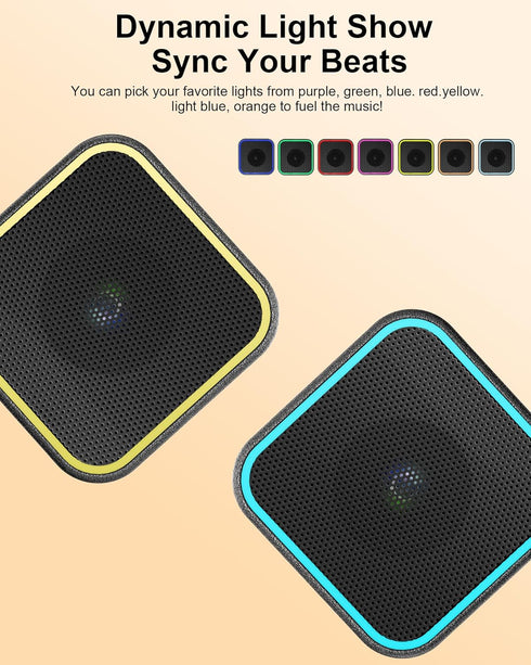 Hosgubo 5.3, 10H 8W Portable Bluetooth Speaker, Wireless Speaker with Lights, Built-in Mic Bluetooth Portable Wireless