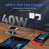 USB C Wall Fast Charger Block, 40W 4-Port Type C Charger, Fast Charging Blocks PD Power Charger Adapter + QC 3.0 USB
