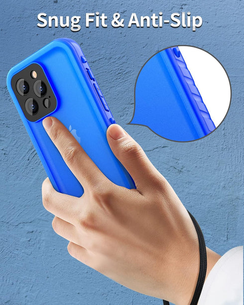 SPORTLINK iPhone 13 Pro Max Case - Waterproof, Shockproof, Full Body Dustproof with Built-in Screen Protector, Blue.