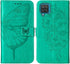 Flip Cover Phone Case Wallet for Samsung Galaxy A12, Butterfly Floral Embossed, Wrist Strap, Card Holder, Green