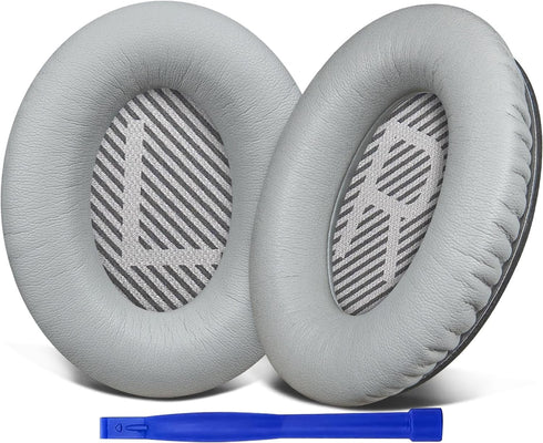 SoloWIT Replacement Earpads Cushions for Bose QuietComfort 35, Ear Pads with Softer Leather, Noise Isolation Foam, Grey