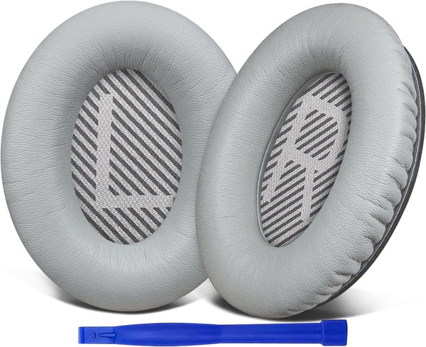 SoloWIT Replacement Earpads Cushions for Bose QuietComfort 35, Ear Pads with Softer Leather, Noise Isolation Foam, Grey