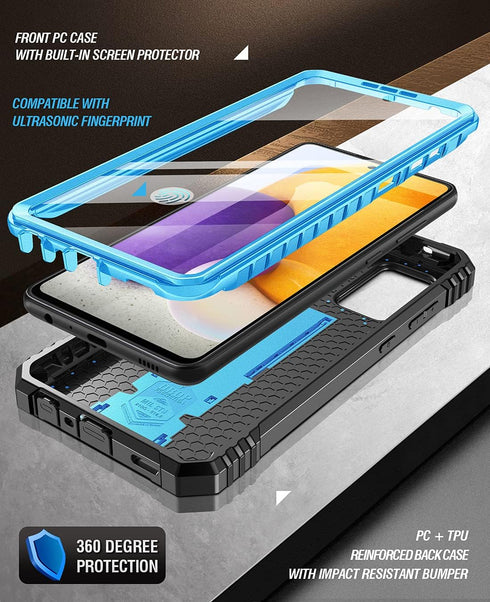 Poetic Revolution Case for Samsung Galaxy A72, Full Body Rugged Shockproof Protective Cover with Built-in Screen