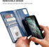 Bocasal Wallet Case for iPhone 11 with Card Holder, PU Leather Magnetic Detachable Kickstand, Shockproof Wrist Strap,