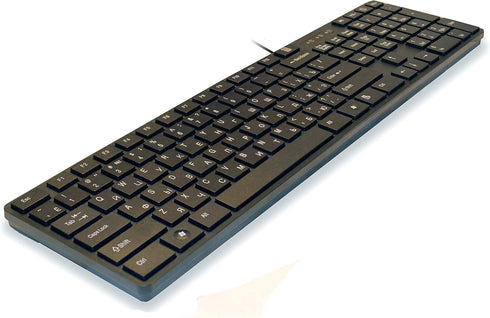 USB Keyboard with Russian English (Cyrillic) Letters, Full Size Slim Desktop Design.