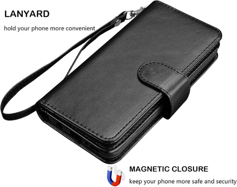 NJJEX for Galaxy S9 Plus Case, PU Leather Wallet Case with 9 Card Slots, Magnetic Folio Flip Cover, Detachable