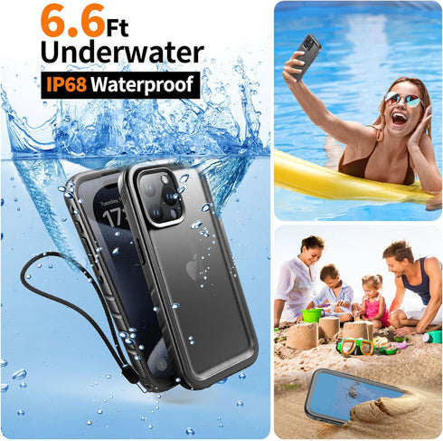 Cozycase Waterproof Shockproof Case for iPhone 15 Pro - Heavy Duty 360 Full Body Military Grade Protection with