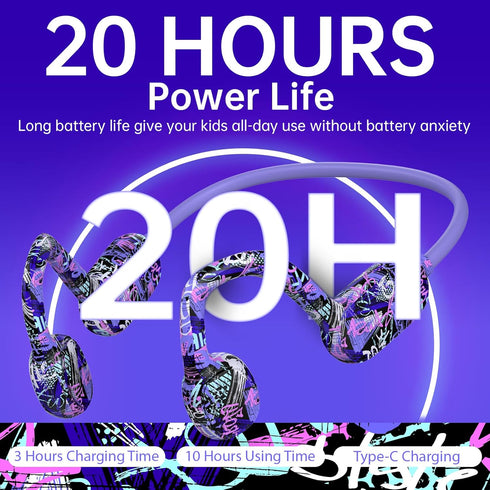 Kids Headphones, Bluetooth 5.2 Air Conduction Open Ear Headphones, 85dB Volume Limiting, IPX5 Waterproof, Deep Blue