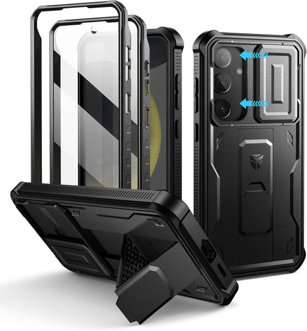 Dexnor Galaxy S24 Plus Case, Shockproof Full-Body Bumper, Built-in Slide Camera Cover, Screen Protector & Kickstand,