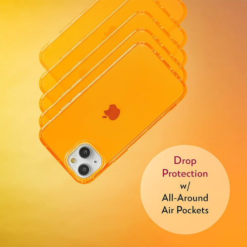 SteepLab Neon Highlighter Case for iPhone 13 - Grippy Jelly Case with Protective Air Pockets (Intense Bright Orange)