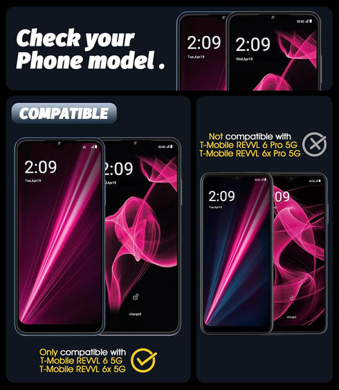 Orzero (4 Pack) Tempered Glass Screen Protector for T-Mobile REVVL 6x 5G / REVVL 6 5G, 2.5D Arc Edges, 9H HD