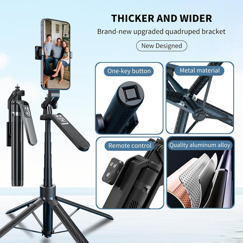 SYHsdzg 70" Tripod for Phone, Portable All in One Extendable Cell Phone Tripod Stand, Tall Travel Tripods for Recording