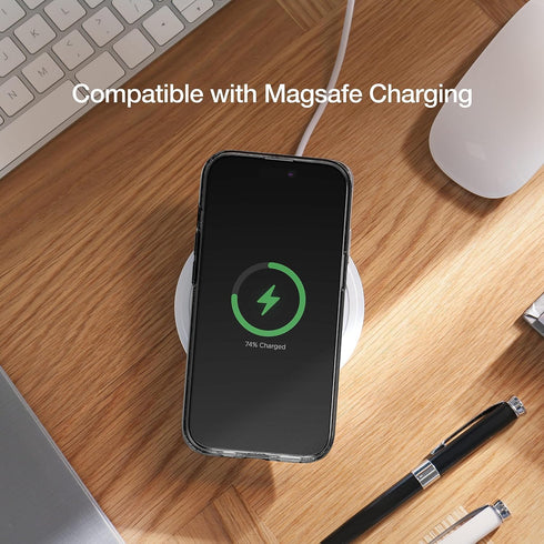 ENCASED Clear Case for iPhone 15 with Removable Magnetic Grip, Flat Collapsible Phone Holder, Compatible with MagSafe