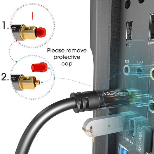 TOSLINK Cable - 5 feet Optical Audio Cable for Soundbars, Digital S/PDIF, Home Cinema, Xbox One/PS4