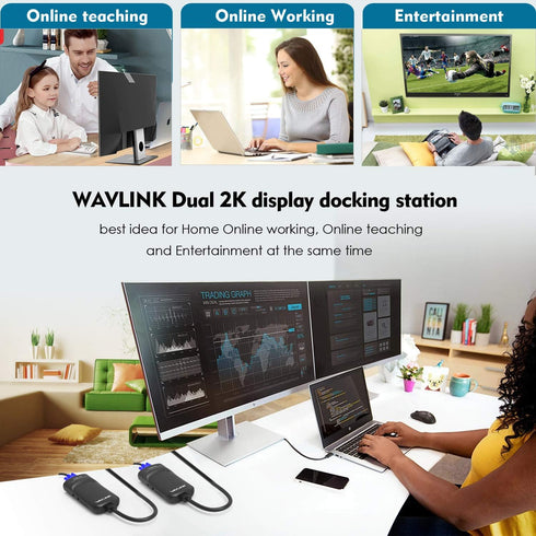 WAVLINK USB 3.0 to HDMI Adapter for Multiple Displays, 2K (2048x1152), External Video Graphics Card Adapter