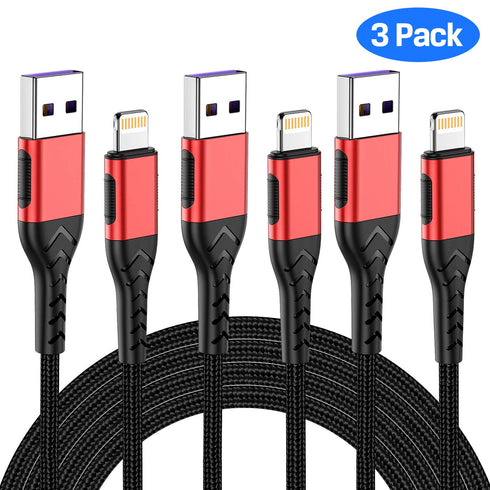 iPhone Charger, MFi Certified 3 Pack 1FT USB A Cable for Fast Charging, Compatible with iPhone Models