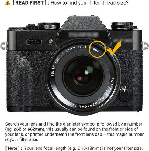 JJC 62mm Variable Star Filter Kit for Sony E 10-18mm f4, Nikon Z 35mm f1.8 S, Fujifilm XF 23mm f1.4 R