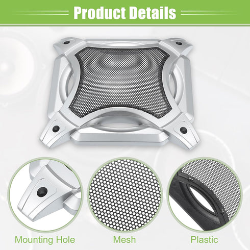 ACROPIX 6" Square Universal Car Speaker Grills Cover Mesh, Subwoofer Protector Case with Screws, Iron Silver Tone, Pack