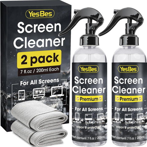 Screen Cleaner Spray 14oz - 2 Pack (7oz each) with Microfiber Cloths for TV, Monitor, Laptop