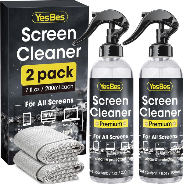 Screen Cleaner Spray 14oz - 2 Pack (7oz each) with Microfiber Cloths for TV, Monitor, Laptop