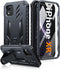 FNTCASE iPhone XR Case: Rugged Black Military Grade Shockproof Cover with Kickstand - Matte Textured Heavy Duty