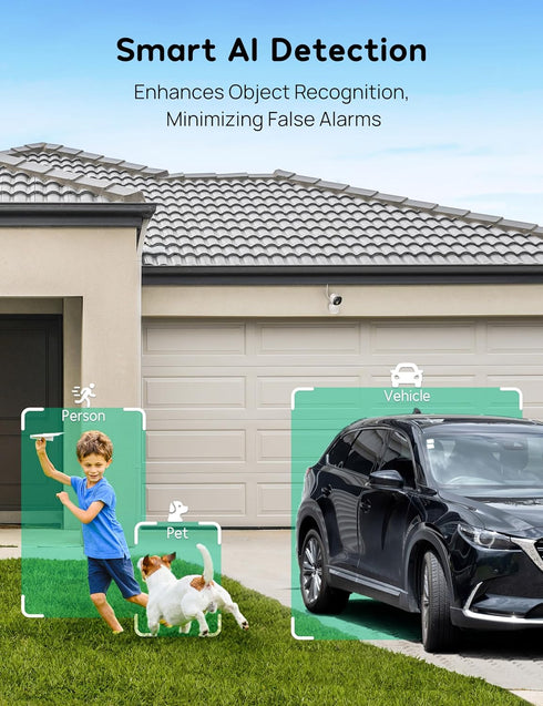 winees Wired 2K Wi-Fi Security Cameras for Home, 2.4G Indoor Camera, Human/Pet AI Detection, Color Night Vision