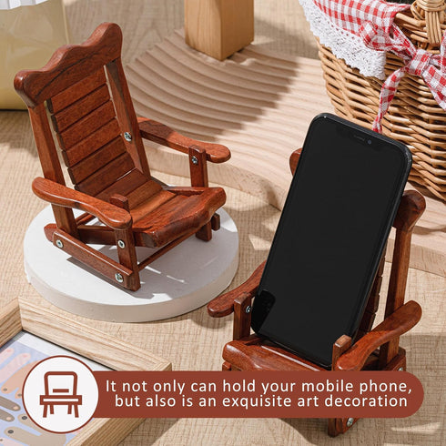 2 Kingdder Pcs Christmas Wood Cell Phone Stand Gifts Folding Chair Wooden Phone Holder Adjustable Office Cellphone