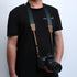 Padwa Lifestyle Dark Blue Green Camera Strap -Double Layer Crazy Horse Cowhide End,1.5" Wide Pure Cotton Woven Camera Straps,Adjustable Neck Shoulder Strap for All DSLR Cameras,Gift for Photographers