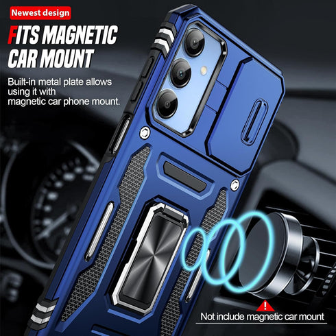 LeYi Galaxy A15 5G Case: Samsung A15 Case with Screen Protector & Magnetic Metal Mount Stand - Navy Blue