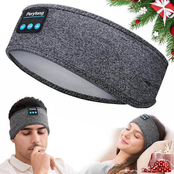 Perytong Sleep Headphones Wireless Headband, Stretchable Bluetooth 5.4 Earphones for Side Sleeping with Stereo Speakers