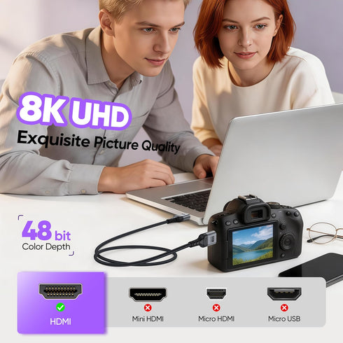 Vorothin 8K 6FT 5-Pack, 48Gbps 2.1 CL3 4K@120Hz/144Hz 8K@60Hz, HDR10, HDMI Cable High Speed Braided HDMI Rated Cord