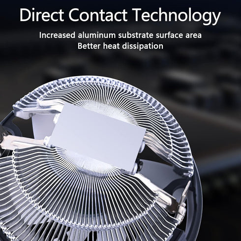 1500RPM CPU Fan, 120MM Aluminum Extruded Cooling Fan for Computer CPU Cooling, Intel LGA 1155 1151 775 1366 (Fixed RGB)