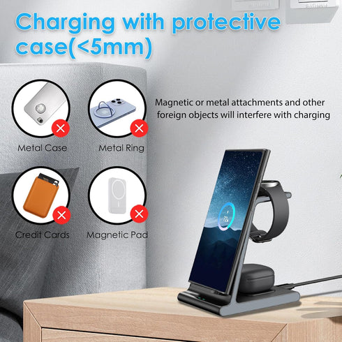 Wireless Charger for Samsung Watch 7 Ultra, Charging Station for Galaxy S24 Ultra/S24+/S24/S23/S22/Note 20/Z Flip
