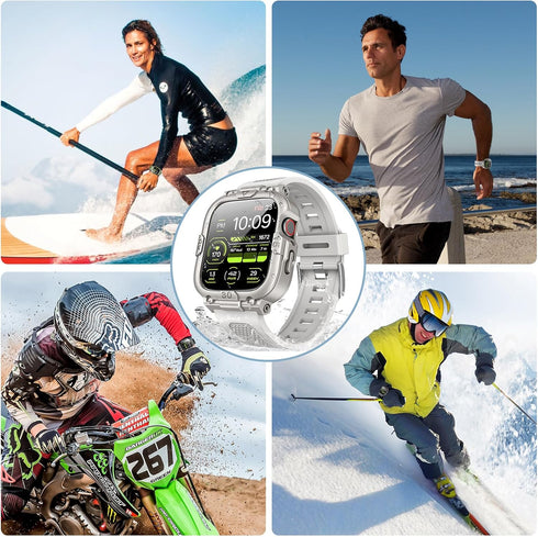 Dsytom Waterproof Case with Band - Compatible for Apple Watch Band 45mm 44mm 41mm 40mm, Rugged Shockproof Smartwatch