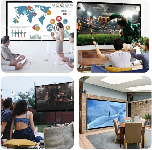 BooLooT 16:9 (100 inches) Projector Screen Portable Movies Screens Foldable Wrinkle-Resistant Fabric with Dual